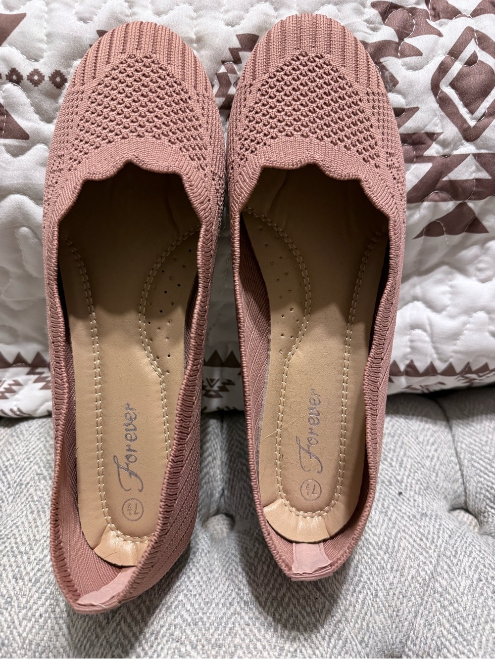 Forever Dusty Pink Knit Slip-On Flats